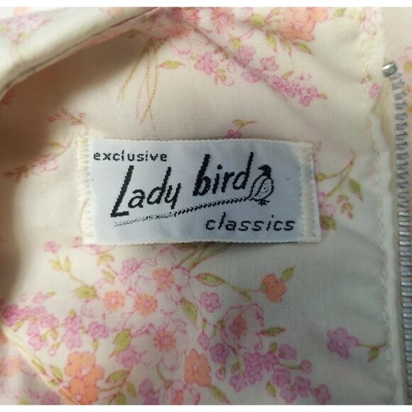 Lady Bird Pink Floral Vtg Zip Up Short Sleeve Shift Dress 1960s 1970s Feminine - Picture 5 of 11